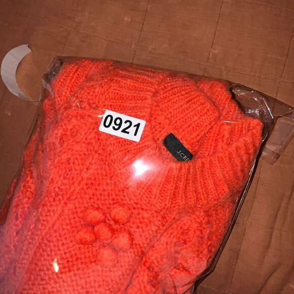 J.Crew Womens Orange Cable Knit  Poinele Sweater With Popcorn Flowea Sweater 3x - Picture 9 of 9